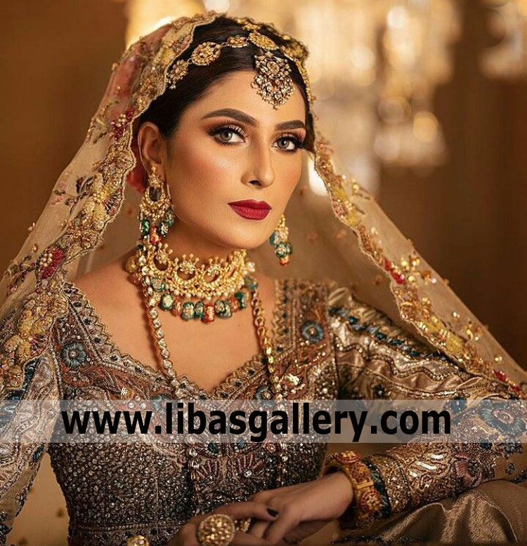 Educated Girl takes quick decision to order bridal jewellery set nikah walima as ayeza khan showing choker earrings rani haar tika Anchorage Jacksonville USA