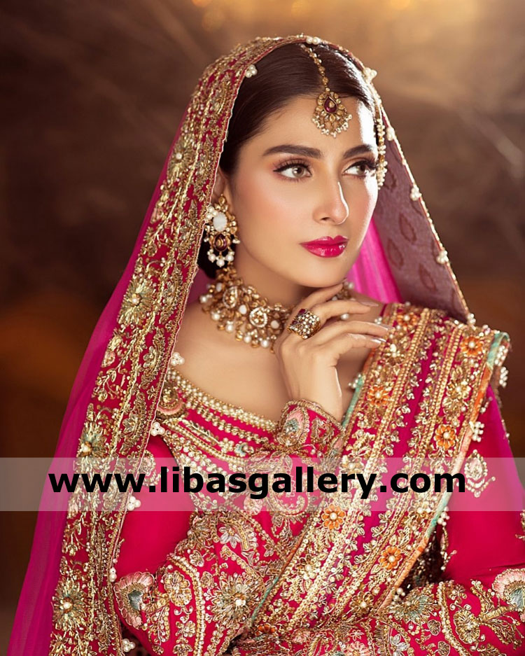 Stunning bride ayeza khan in latest designer nikah walima jewellery set jhumer tika choker earring complete set hand made uk usa canada