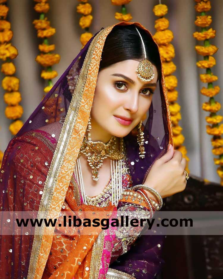 Ornate native gold plated wedding jewellery set for nikah walima busy actress ayeza khan in pearl beads Necklace Haar Earrings Tika washington sugarland texas US