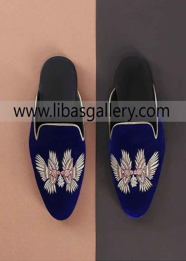 old fashion house selling designer fancy blue purple khussa for nikah barat loving bird style embroidery Scotland Netherlands England old fashion house selling designer fancy blue purple khussa for nikah barat loving bird style embroidery Scotland Netherlands England