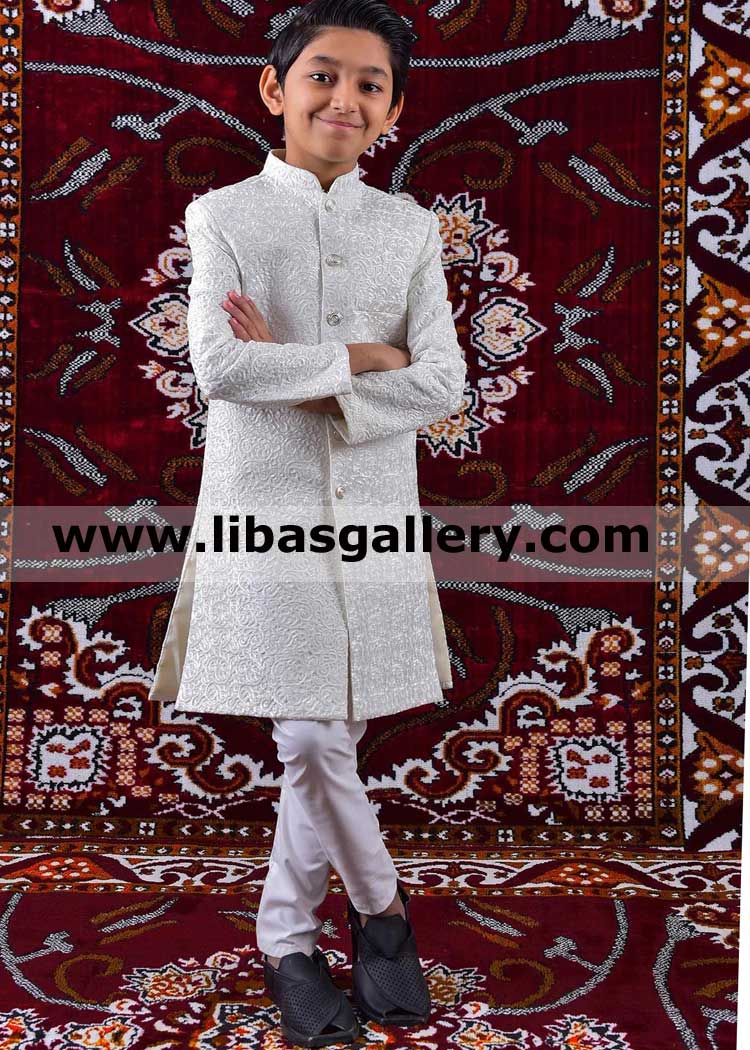 off white beautiful embroidered sherwani for kids to enjoy party function and other event buy online uk usa canada