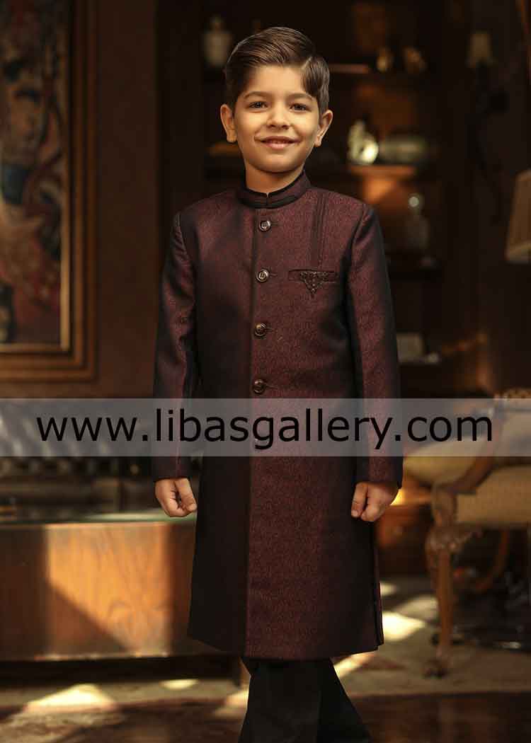 Dark maroon boys sherwani for eid and function book order for eid teen age sherwani suit greece spain timor leste