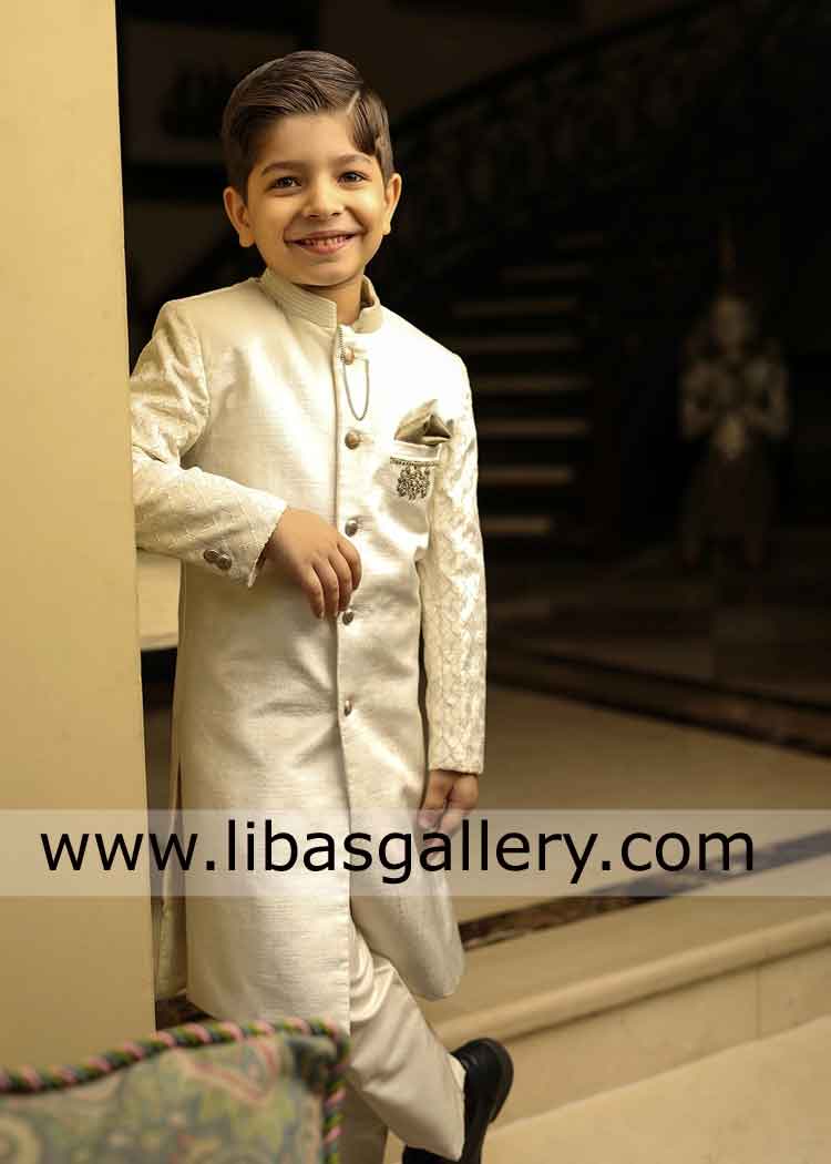 stylish cream kids sherwani for eid and mehndi order eid day and summer season boys sherwani uk usa canada