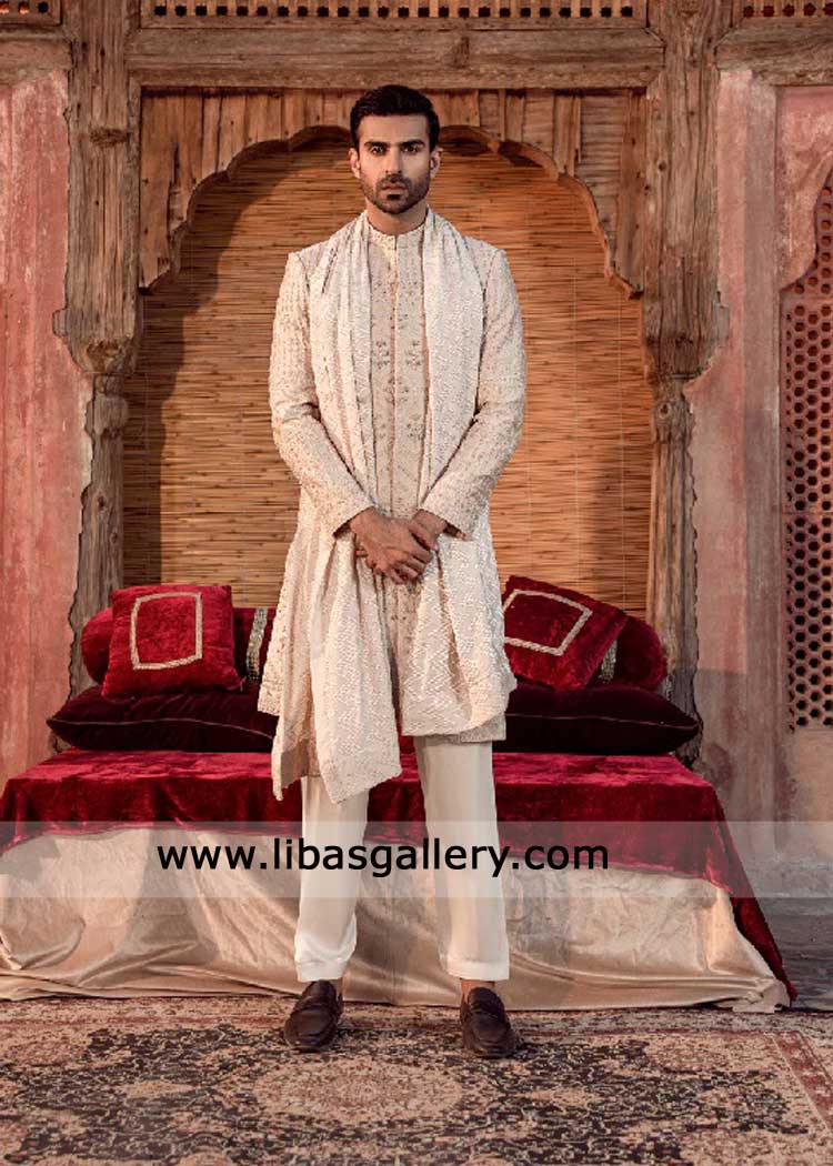 The Monarch Cut Dana & Beaded Groom Sherwani- hand embroidered sherwani styles for wedding USA The Monarch Cut Dana & Beaded Groom Sherwani- hand embroidered sherwani styles for wedding USA