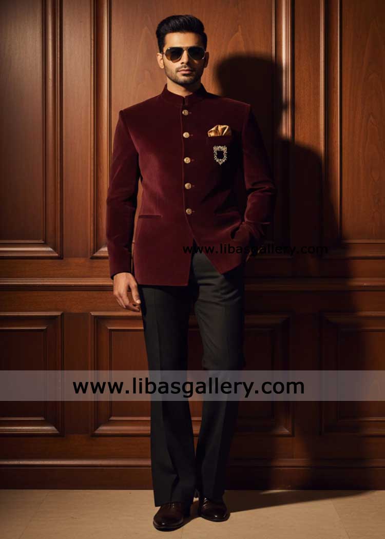 Velvet prince coat a testament with black trousers Sugarland USA | prince coat
