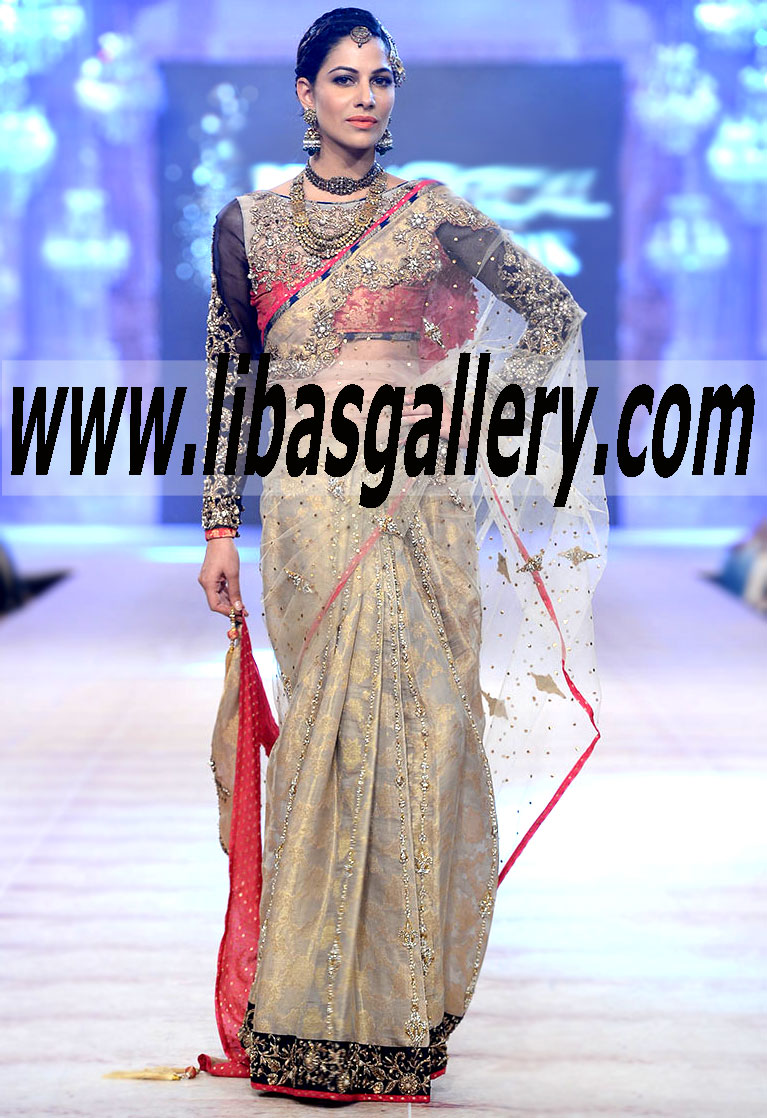 Designer Nickie Nina Saree Blouse Dresses | Nickie Nina Wedding Sari Fashion | PFDC Bridal Week