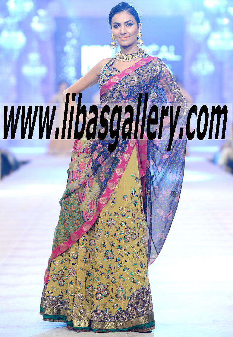 Nickie Nina Bridal, Occasion and Party wear Bridal Lehenga Designer Sharara Party Wear Clothes Gharara Dresses for Women from Pakistan PFDC L`Oreal Paris Bridal Week