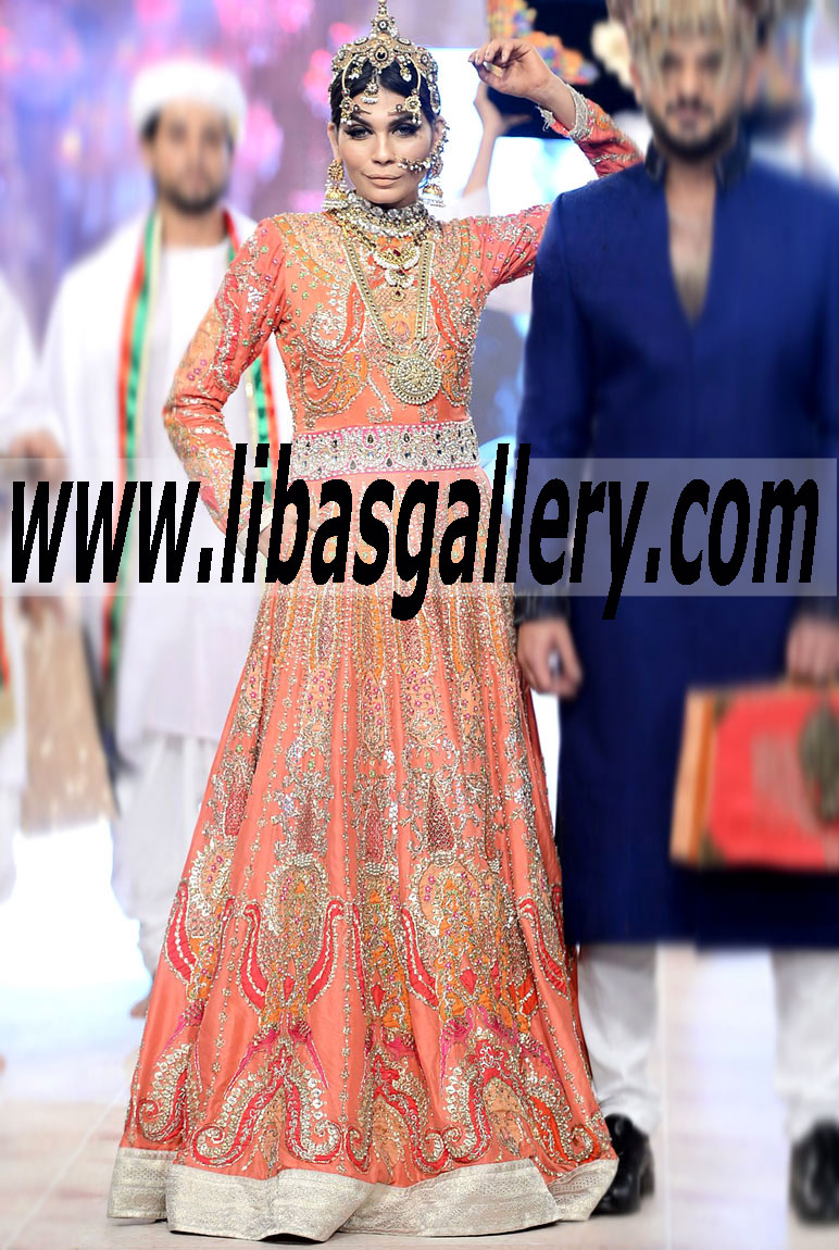 Ali Xeeshan Latest Pakistani Bridal Gowns & Wedding Dresses Full length sleeves, Designer Ali Xeeshan Wedding Dresses and Couture Bridal in Stockholm Sweden