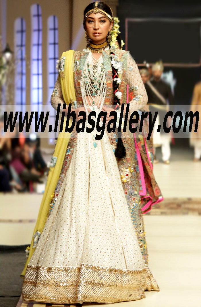 Fahad Hussayn Couture Bridal Wear Pakistani Bridal Dresses Designer Bridal Dress Gharara Sharara UK, USA, Canada