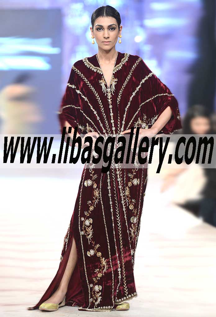 Flawless Velvet Kaftan Dresses Misha Lakhani Bridal Collection PFDC Bridal Week 2014