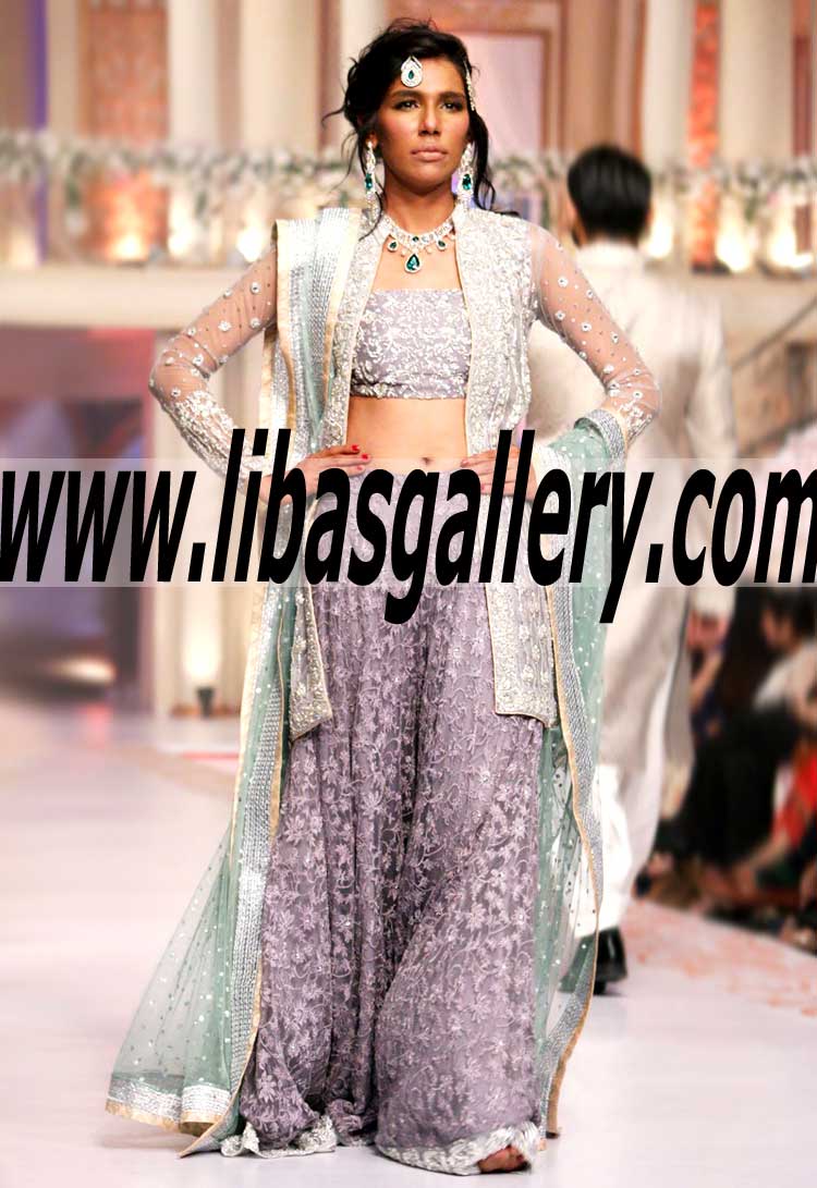 Zainab Chottani Attire Dresses Designs 2015 Trends For Women wedding Lehenga Sharara Gharara for Pakistani brides UK USA Canada Australia Saudi Arabia