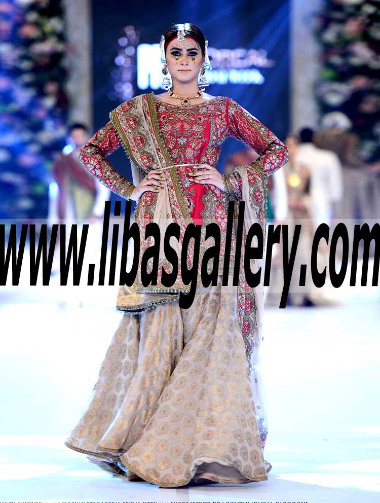 Pakistani Designer Fahad Hussayn High low Wedding Dresses Richardson Texas TX USA Pakistani Dresses, PFDC Loreal Paris Bridal Week Bridal Wedding Dresses Fahad Hussayn High low Bridal Dresses Austin Texas TX U