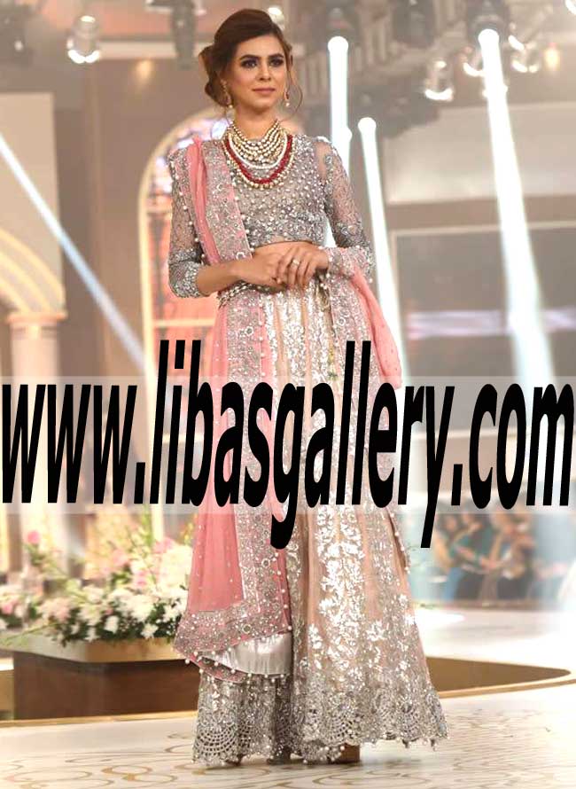 Asian Lengha Wedding Dresses by Sobia Nazir, Asian Lenghas from Telenor Bridal Couture Week, Designer Sobia Nazir Lengha for Beautiful Brides quick ship in Riyadh Saudia Arabia