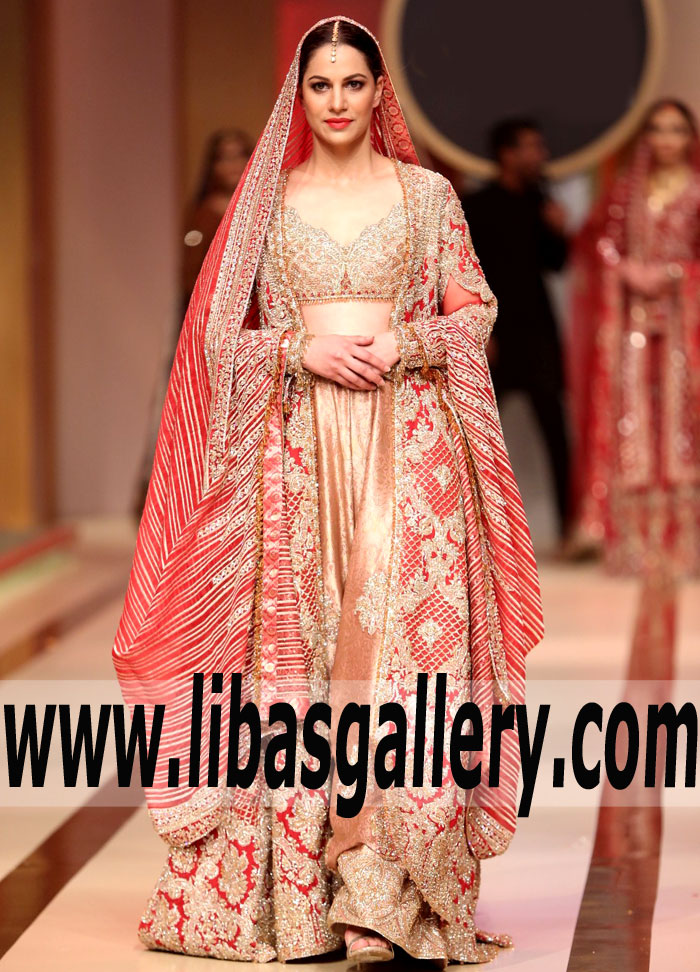 Faraz Manan | The Traditional Red Bridal Dresses QHBCW2017 Wedding Dresses Gown Wedding Lehenga for your big day | Boxboro Massachusetts US