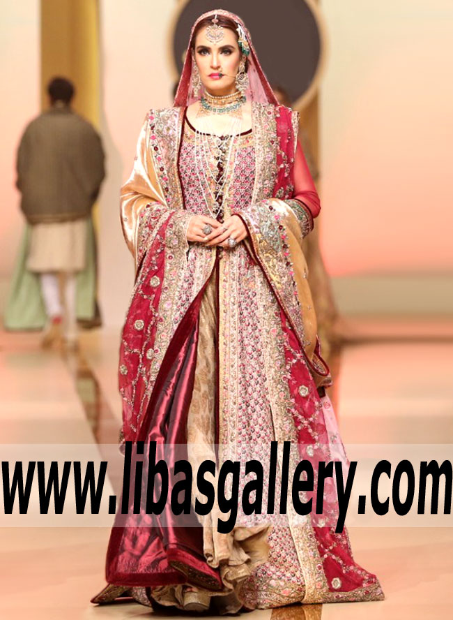 Fahad Hussayn Bridal Wear Wedding Gowns Dara Shikoh aur Sunehri Churail QMobile HUM Bridal Couture Week Midland Michigan 