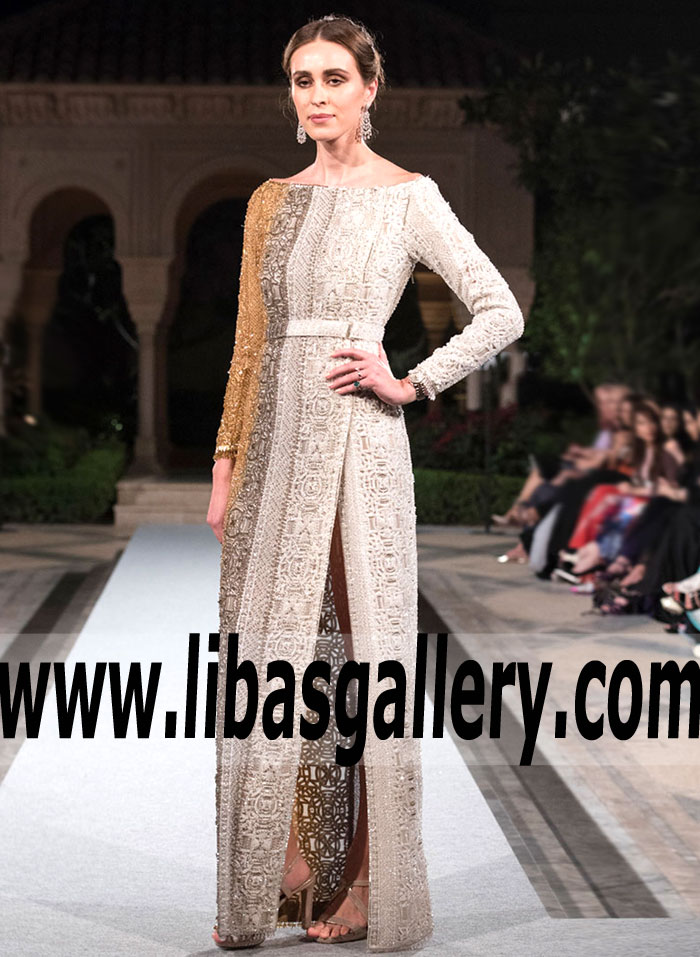 Sophisticate Champagne Mirage Long Gown for Formal and Social Events Manchester London UK FARAZ MANAN Wedding Gown Sophisticate Champagne Mirage Long Gown for Formal and Social Events Manchester London UK FARAZ MANAN Wedding Gown