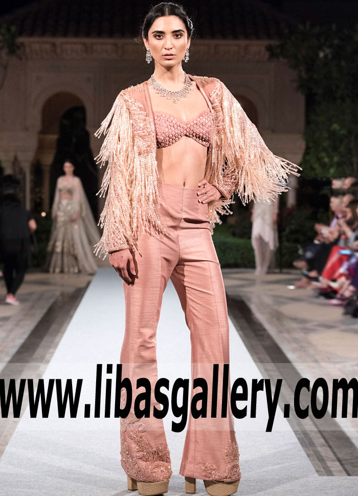 Dazzling Fringed jacket Party Dress for Evening and Formal Events Designer Faraz Manan Evening Party Dresses Batavia New York NY USA Dazzling Fringed jacket Party Dress for Evening and Formal Events Designer Faraz Manan Evening Party Dresses Batavia New York NY USA