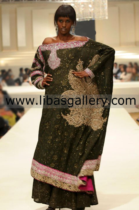 Umar Sayeed Green Poncho Style,Latest Bridal Dresses for Wedding, Bridal Lehenga Shops in Dubai, Abu Dhabi, UAE Online