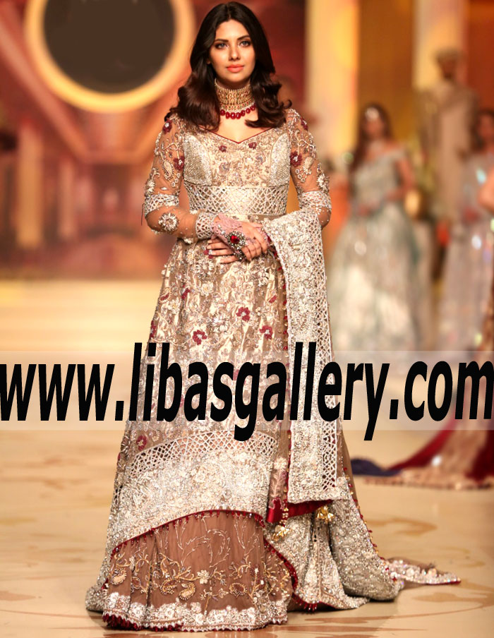 2018 Lajwanti Bridal Dresses A Line Hi-Lo Train Antique Brass Chiffon Lehenga Skirt and embellished Evening Bridal Dresses Formal Gowns France Paris 2018 Lajwanti Bridal Dresses A Line Hi-Lo Train Antique Brass Chiffon Lehenga Skirt and embellished Evening Bridal Dresses Formal Gowns France Paris