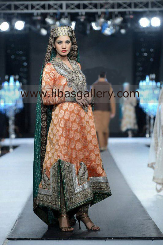 Wedding Bridal Sharara Designs 2013-2014 Collection by Pakistani Designer Nida Azwer At PFDC L`Oral Paris Bridal Week 2013-2014 San Francisco, Los Angeles, CA