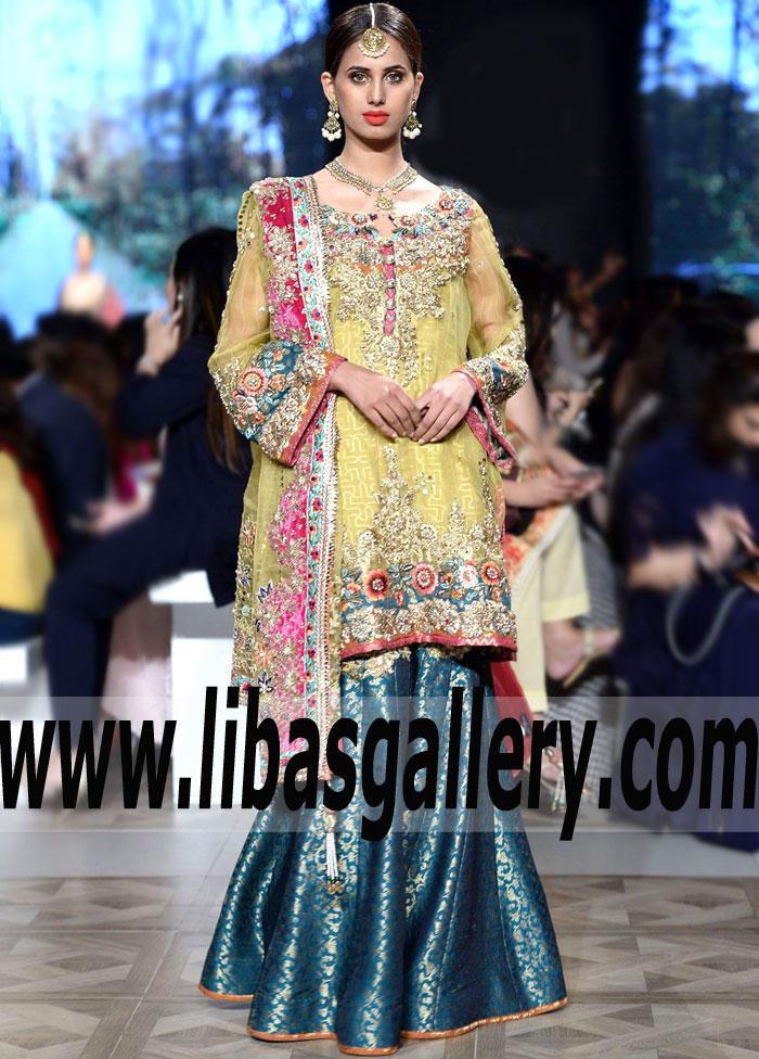 Buy Wedding Sharara Online | Designer Nickie Nina Bridal Suit For Mehndi Mayon Event -  Bridemaids Dresses UK, USA, Canada, Australia