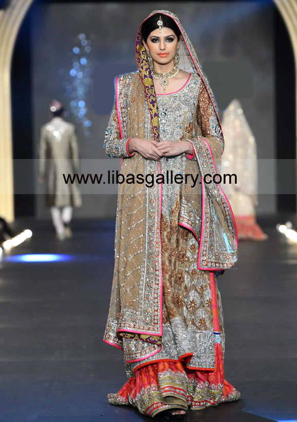Buy Online PFDC, Paris, Bridal Week 2013-2014, Nomi Ansari, Old Techniques of Rang Mahal Collection Nomi Ansari Bridals, Nomi Ansari Rang Mahal lehenga Collection In UK, USA, Canada
