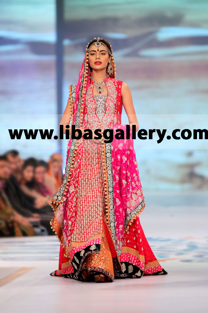 Zainab Chottani Pakistani Wedding Dresses 2014 for petite brides Bridal Wear Anarkali Suits Lehenga Sharara Gharara At Pantene Bridal Couture Week 2014 Online in Los Angeles and Chicago, USA.