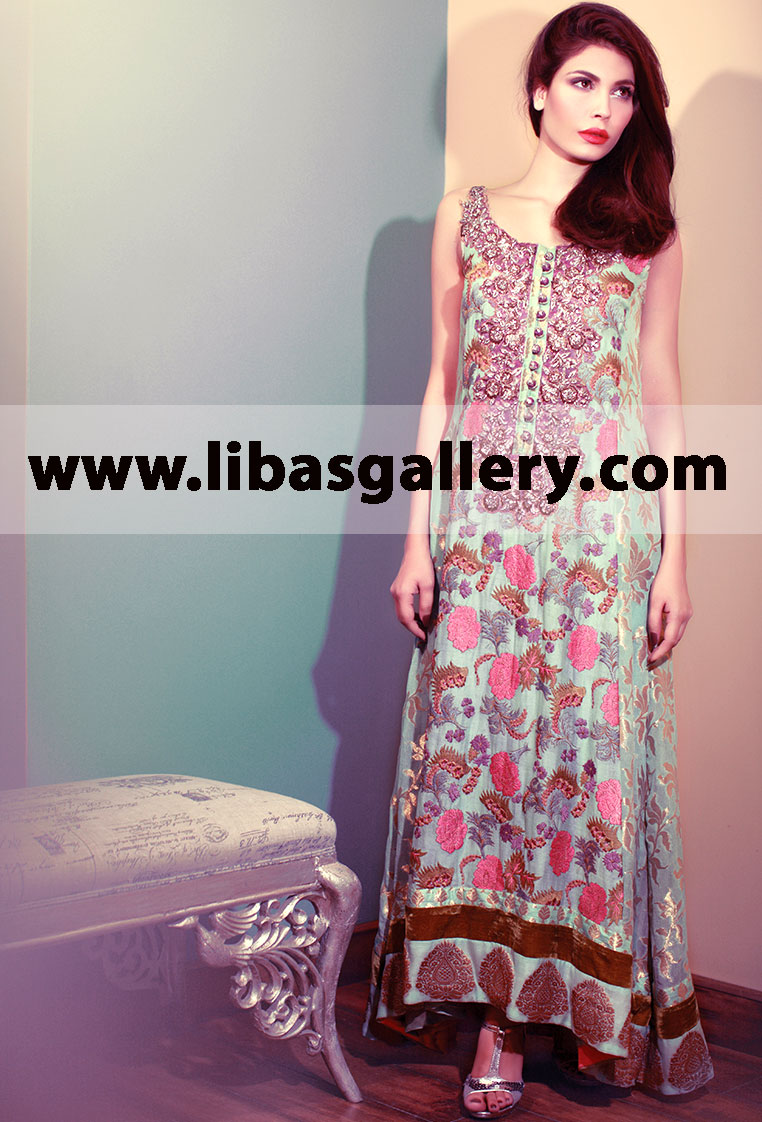 Tena Durrani Anarkali Suits for Evening and Wedding Functions Perth Australia Evening Dresses Fashion Party wear Clothing 2014 with Prices The Latest Fashion Party wear Clothing 2014 with Prices Designer Tena Durrani is Available