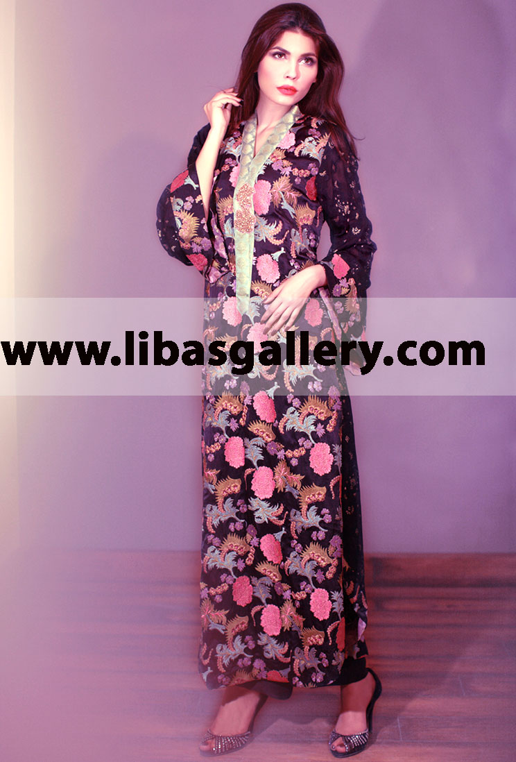 Gorgeous and lovely Party wear Pakistani Clothes for Evening and Special Occasions Tena Durrani Latest Collection Wixom Michigan Anarkali Suits Pakistan PBCW 2014