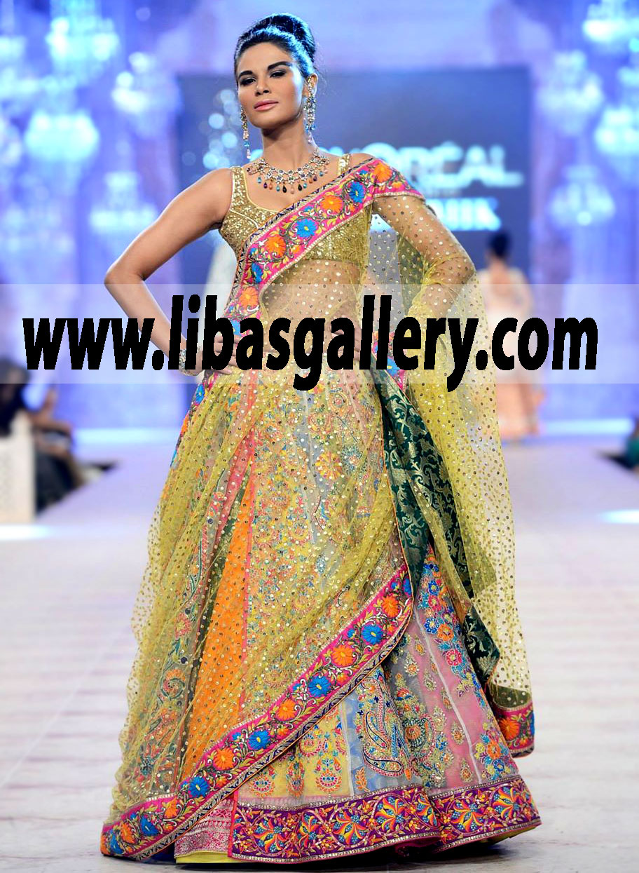 Pakistani Bridal Lehenga Collection Online by Nomi Ansari Buy Online PFDC PLBW 2014-2015 Pakistani Bridal Lehenga Collection Online from PFDC L`Oreal Paris Bridal Week Designer Nomi Ansari Lehenga Choli in Edinburgh, Pendle, Rochdale and Nottingham, Unite