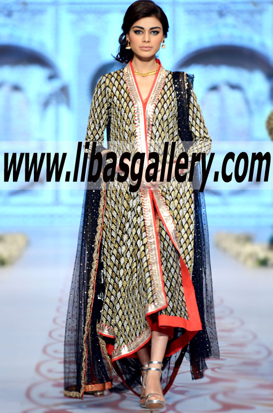 Nida Azwer Angrakha Style formal Dress for Evening Events Nida Azwer Angrakha Collection Angrakha Style Dresses Buy in UK USA Canada Australia Saudi Arabia Nida Azwer Angrakha Collection Angrakha Style Dresses from  Pantene Bridal Couture Week 2014-2015