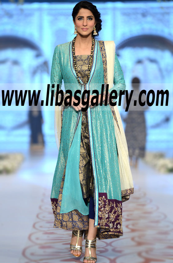 Feel fabulous in Latest Pakistani Fashion Trends long formal dresses By Nida Azwer New York City NY Nida Azwer Bridal Wear Style 360 Evening Party Dresses, Pakistani Designers Fashion Styles 2014 Collection Online
