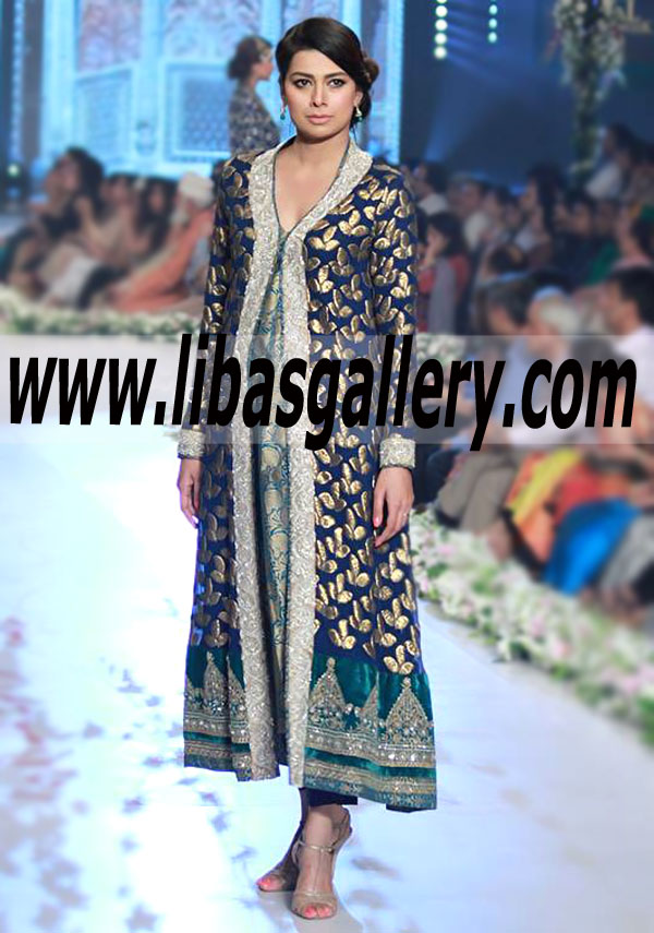 Nida Azwer Heavy Party Dresses Showcased at PBCW 2014 All the Latest Bridal Dresses from Pakistan and India Buy Online from Fashion Boutiques in Bullring Birmingham United Kingdom