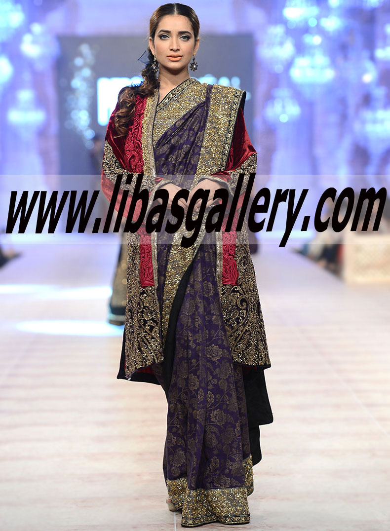 Sana Safinaz Bridal Saree dresses online shopping, Designers Sana Safinaz online wedding Saree dresses for Valima in London UK from PFDC L`Oreal Paris Bridal Week 2014-15