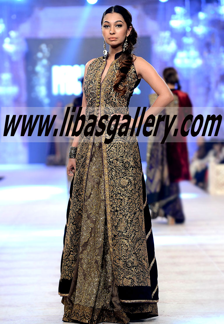 Eveningwear Front Open embroidered dresses by Sana Safinaz 2014-2015, Sana Safinaz PFDC fancy dresses collection online,sana safinaz bridal 2014, sana safinaz bridal wear	, sana safinaz bridal collection 2014 prices