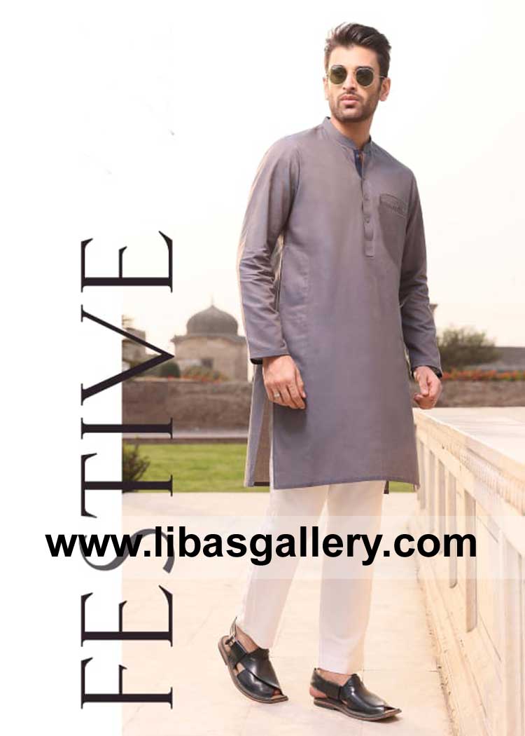 Amazing Eid kurta for men with white trouser soft fabric good style Pakistani kurta pajama suit Dubai UK Canada