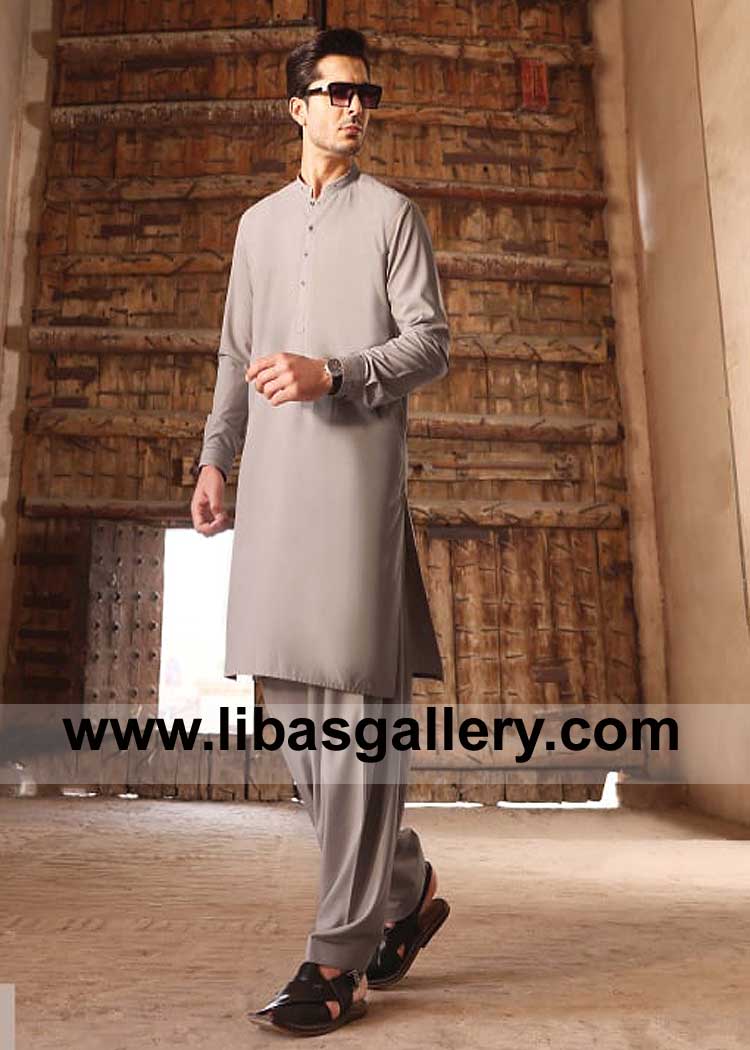 Men Kurta Shalwar suit with Square Hem Style Slim fit soft fabric stitched kurta shalwar designs latest France Qatar Saudi Arabia Dubai UK
