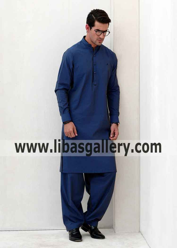 MID-NIGHT BLUE Kurta SHALWAR dress for men wear on jumma prayer mehndi event Dhaka Chittagong Bangladesh