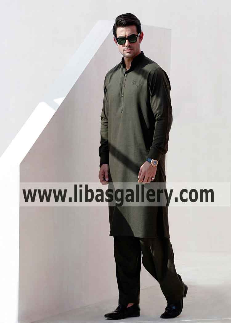 GREEN BOHEMIAN INSPIRED Kurta SHALWAR for men to wear in mehndi eid occasion perth Sydney Australia