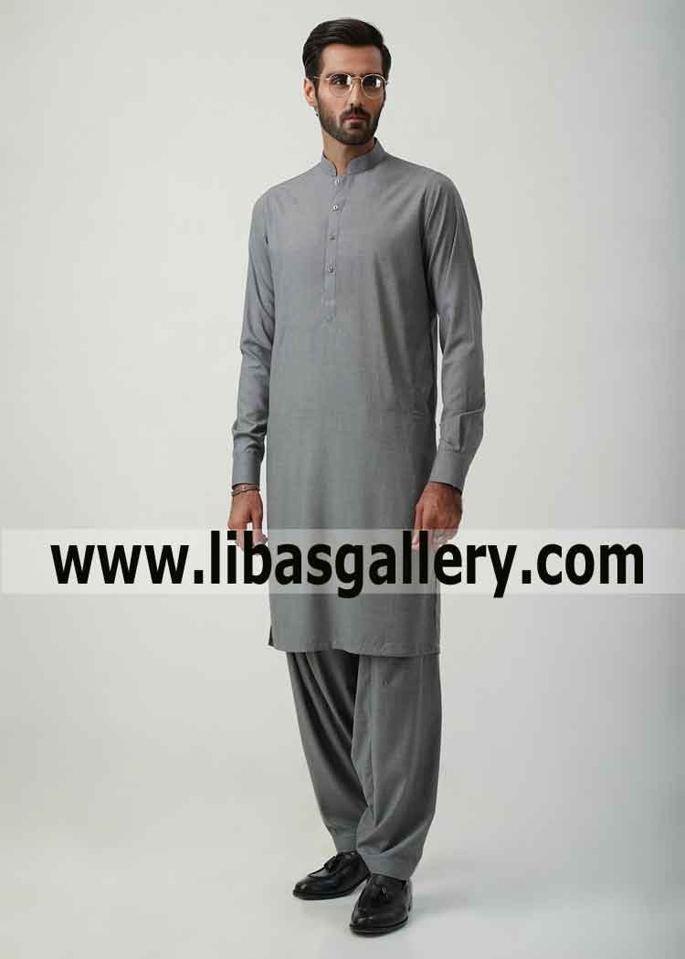 Gray color kurta shalwar in top class summer season wash and wear fabric worldwide dispatch new york city california USA