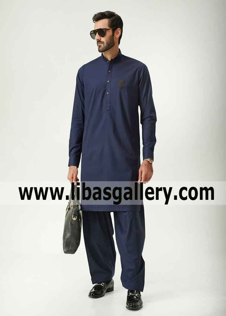 young man roaming around in party wearing pakistani kurta shalwar dark shade comfort article kuwait dubai qatar