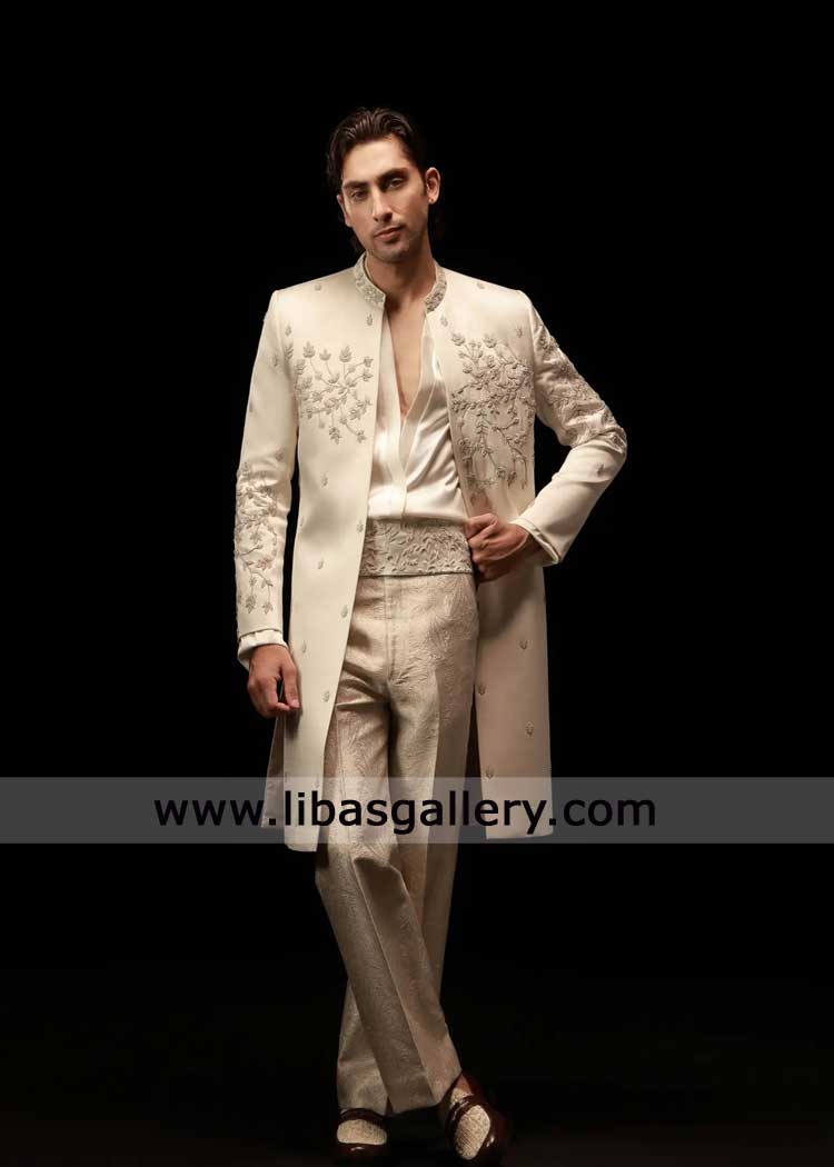 groom sherwani off white with matching cummerbund USA for nikah groom sherwani off white with matching cummerbund USA for nikah