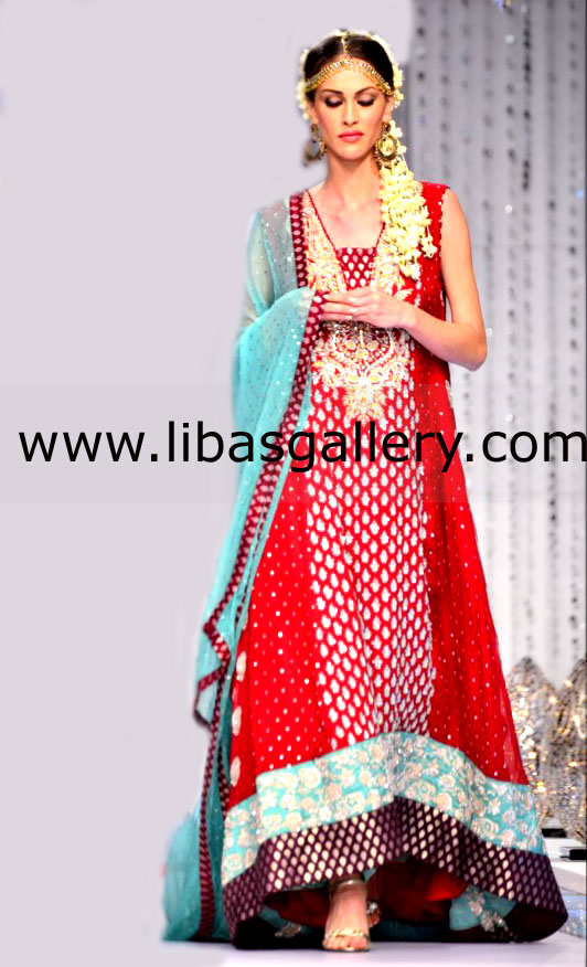 Zainab Chottani Designer Bridal Wear Bridal Lehenga Designer Gharara Bridal Couture Week 2013 - 2014 PFDC L`Oreal Fashion Week Karachi 2012 - 2013 Bridal Lehenga from 2013, 2014 Collection New York, London Buy online in England, USA 