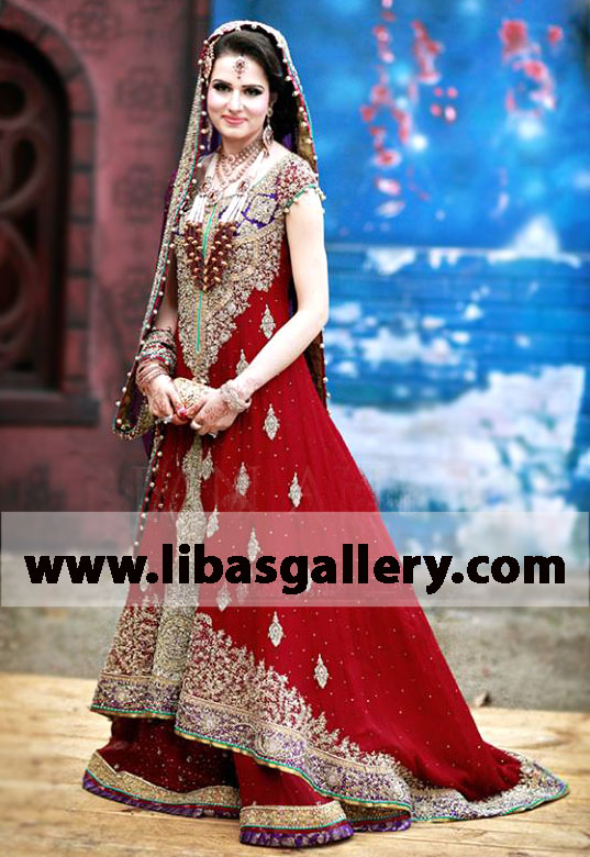 red bridal anarkali suits