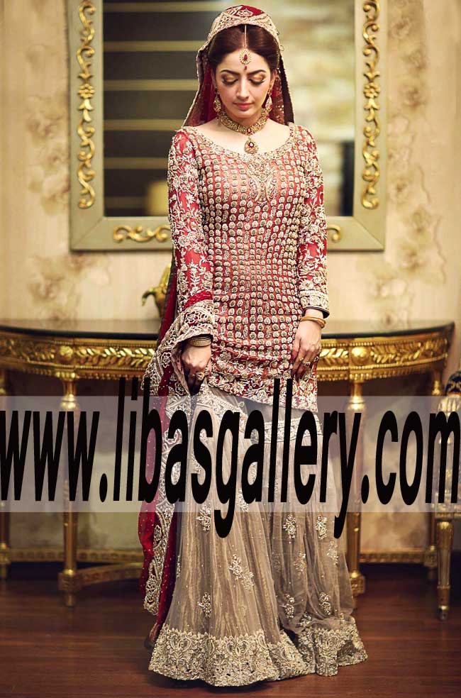 bridal suits with heavy dupatta