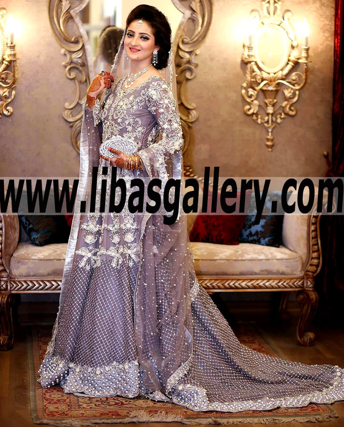 silver pakistani wedding dress