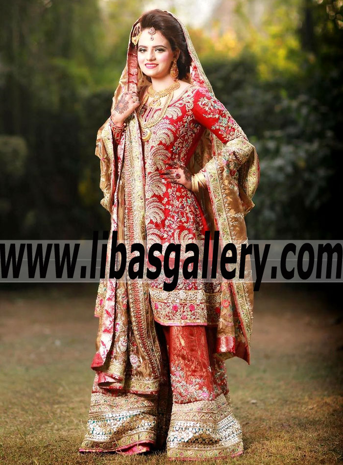 Latest Wedding Bridal Sharara Designs Latest Trends Richardson Texas TX USA Kamiar Rokni Bridal Dress With Exquisite Embellishments For Nikah