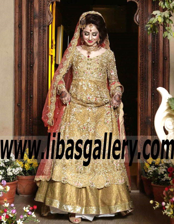 New So Breathtaking Old Gold Traditional Wedding Anakali collection is perfect for young modern brides New So Breathtaking Old Gold Traditional Wedding Anakali collection is perfect for young modern brides