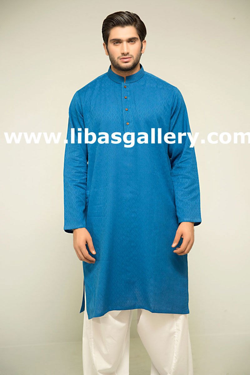 blue mens kurta in small medium large and XL size tailor made worldwide delivery fast buy online dubai singapore south africa