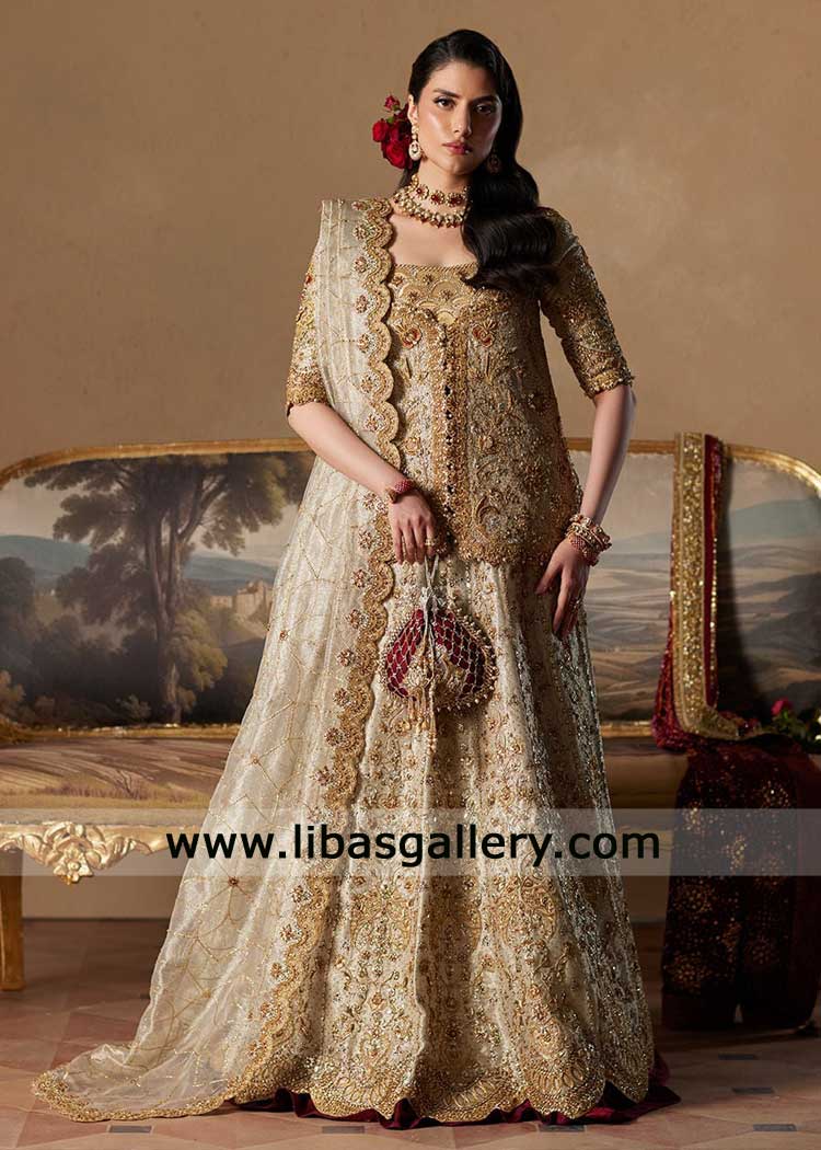 Pakistani Antique bridal Dress with short shirt and lehenga Florida USA Pakistani Antique bridal Dress with short shirt and lehenga Florida USA